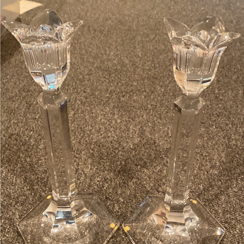Orrefors tulip candlesticks
